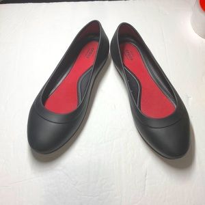 CROCS Black Flats with Red Insole
